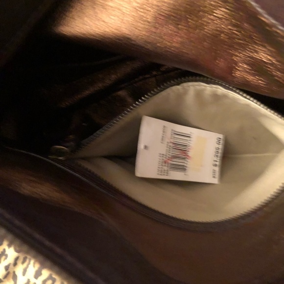 Micheal Kors size X- large brown suede bag brass studded leather fringe - Picture 13 of 16